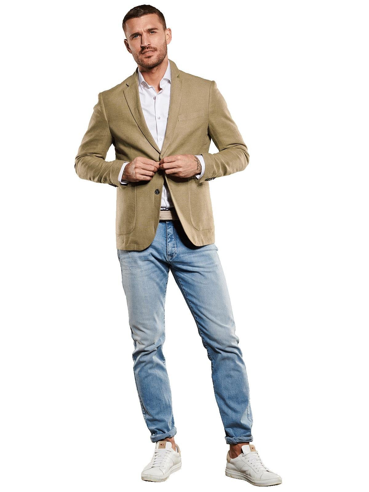 emilio adani Sakko Herren Freizeit-Sakko mit Leinenanteil, Khaki