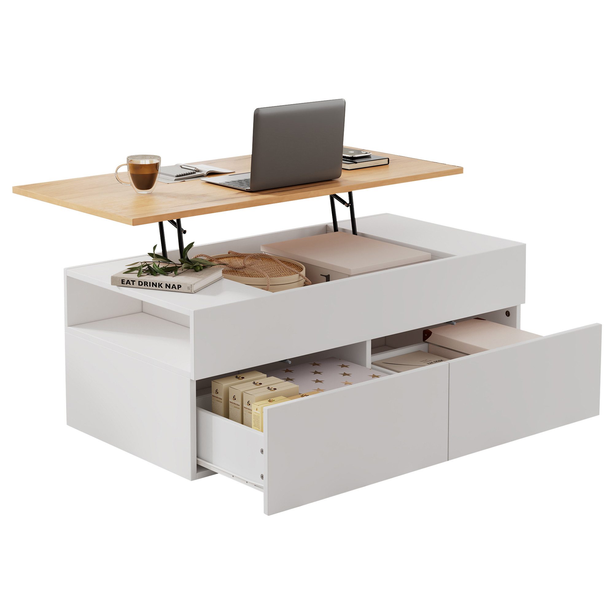 KLAM HOME Couchtisch 100*50*40cm couchtisch Höhenverstellbarer Kaffeetisch günstig online kaufen