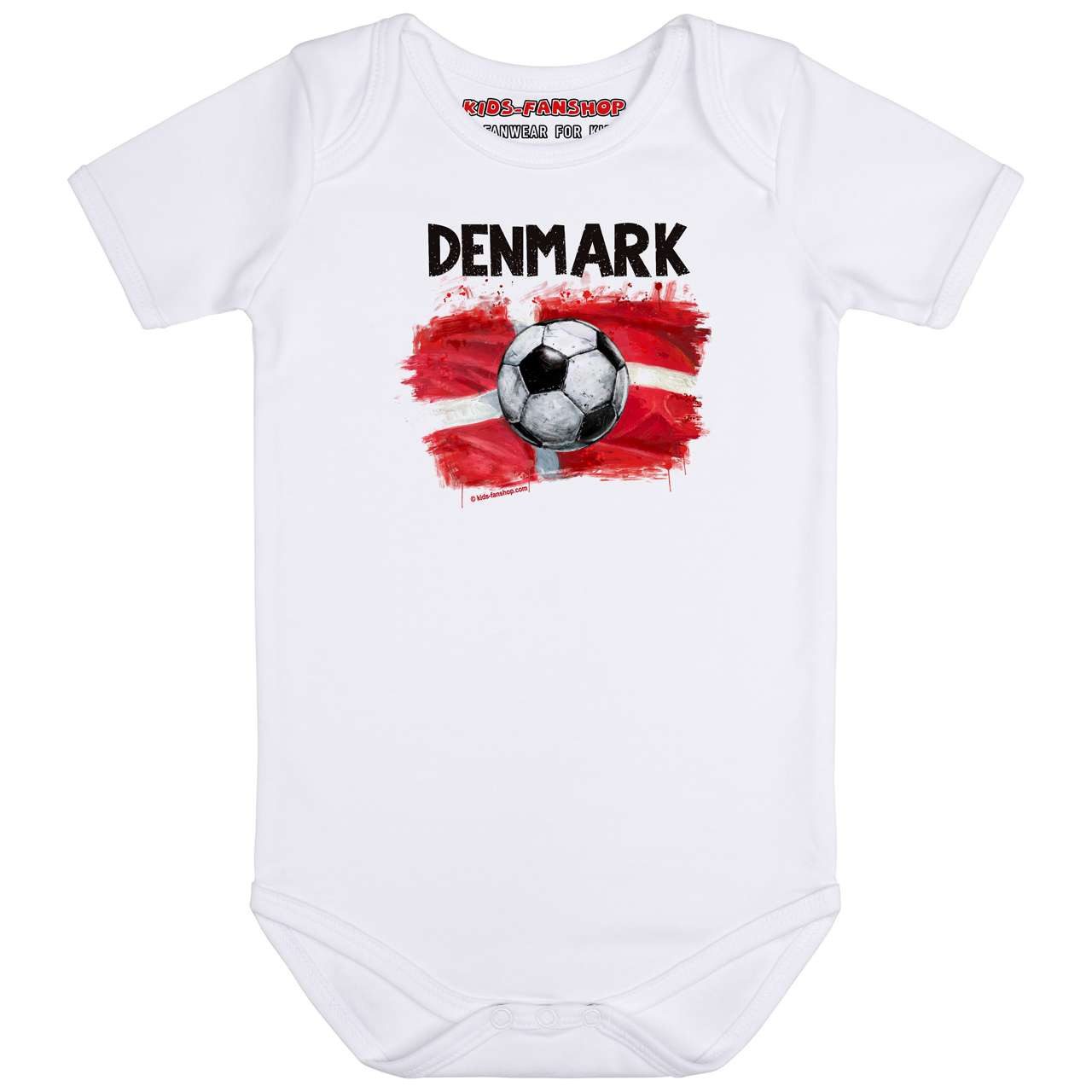 Kurzarmbody mit Fussball (Denmark) Aufdruck für Kinder von 2–14 Jahren