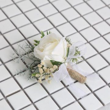Lubgitsr Brosche Weiße Rosen Anstecker - 2 Stück für Hochzeiten (2-tlg)