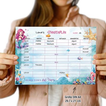 TOBJA Wandkalender Stundenplan Meerjungfrau - Block 25 Seiten, Mädchen Grundschule Stundenplaner Schultüte