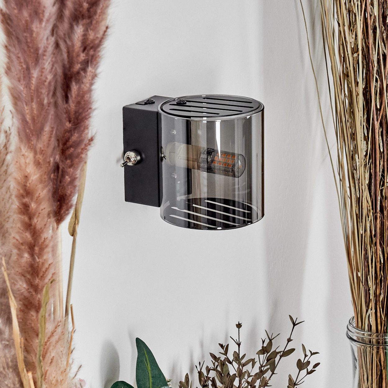 hofstein Wandleuchte Wandlampe aus Metall/Glas in günstig online kaufen
