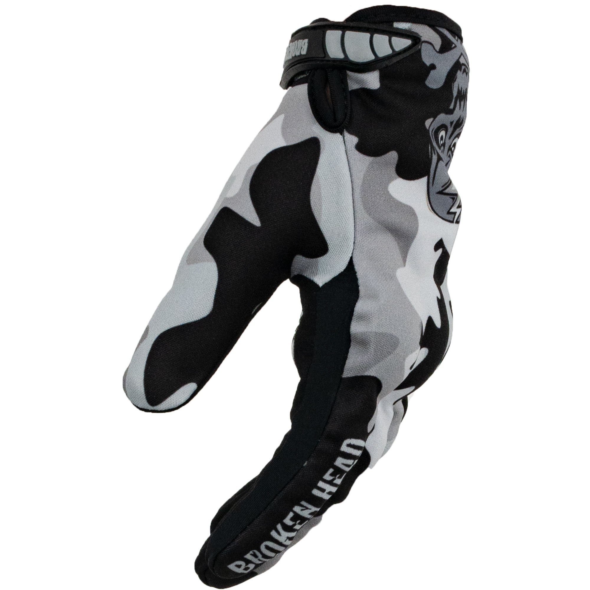 Broken Head Motorradhandschuhe MX-Handschuhe Rebelution Camouflage Grau Weiteneinstellung