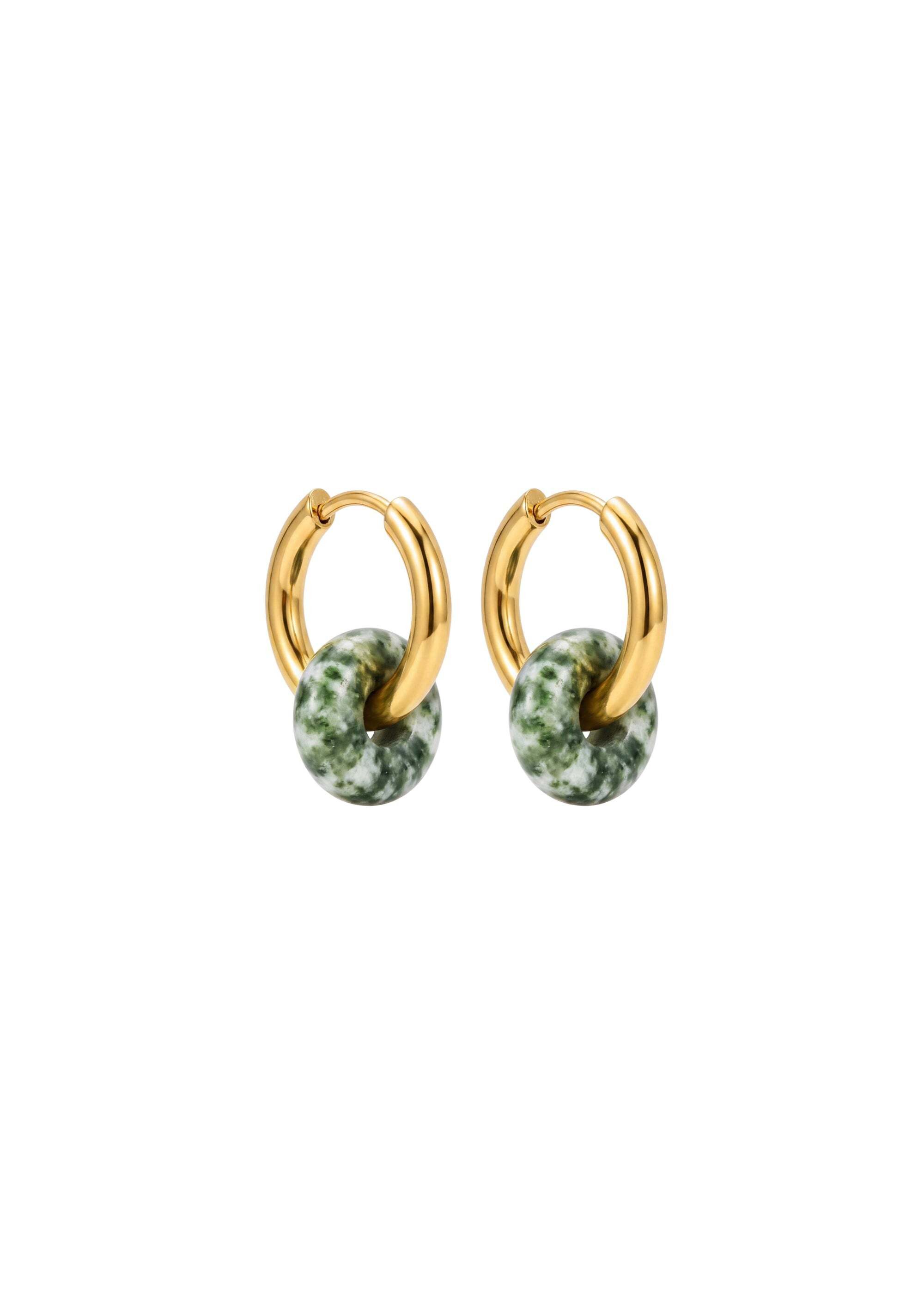 Purelei Paar Creolen Green Dot Jasper Hoops