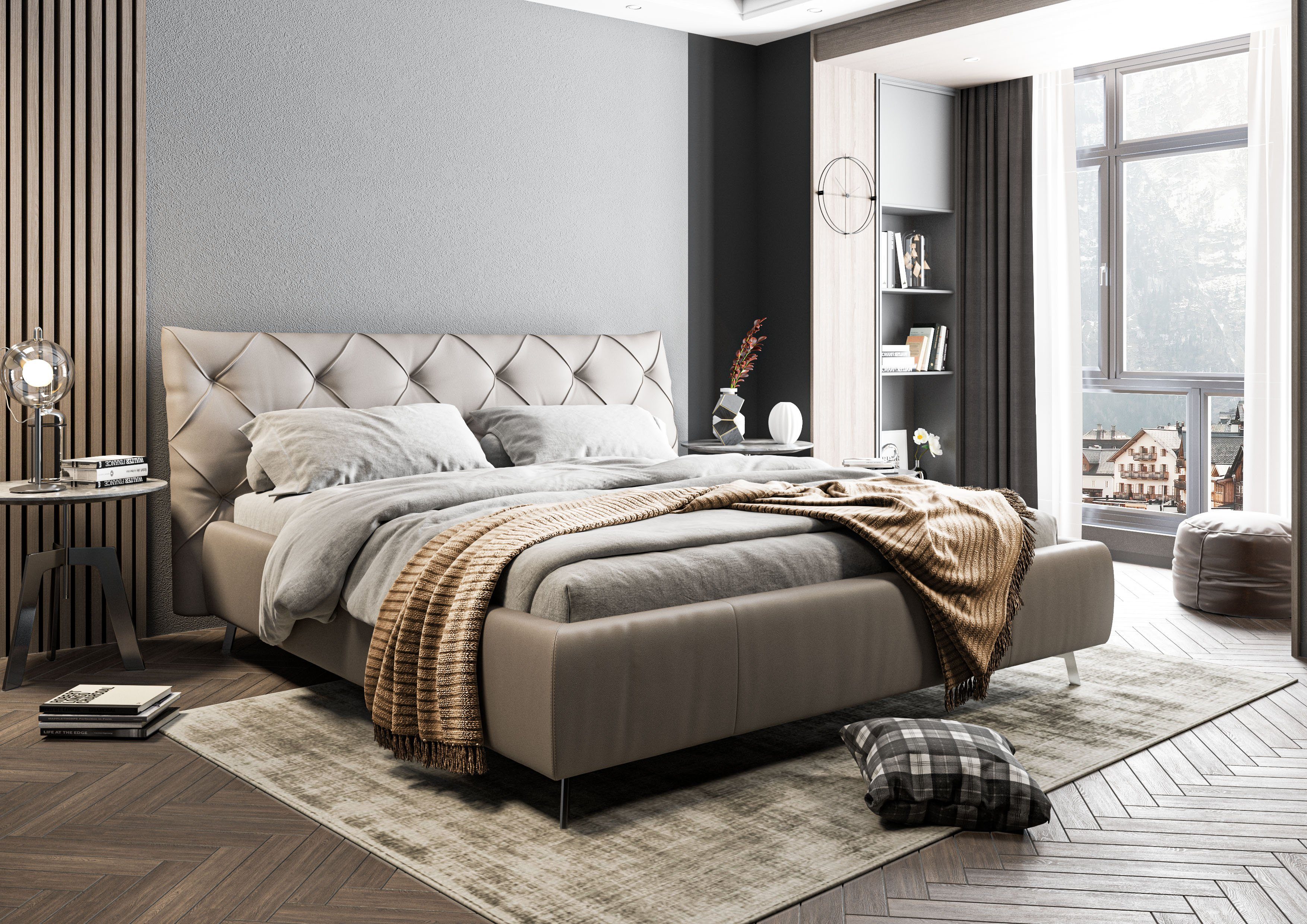 Home affaire Polsterbett Elloree in 4 Breiten bis 200cm, auch in Leder, Kopfteilhöhe 105cm, belastbar bis 280 kg, auch in Überlänge 220cm