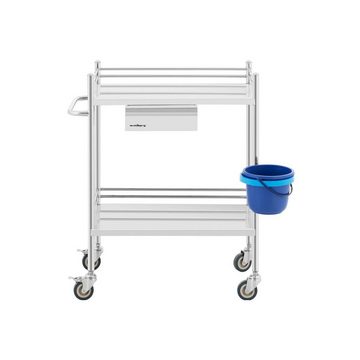 Steinberg Systems Regalwagen Laborwagen - Edelstahl - 2 Ablagen je 60x40x12,5cm - 1 Schublade -40kg