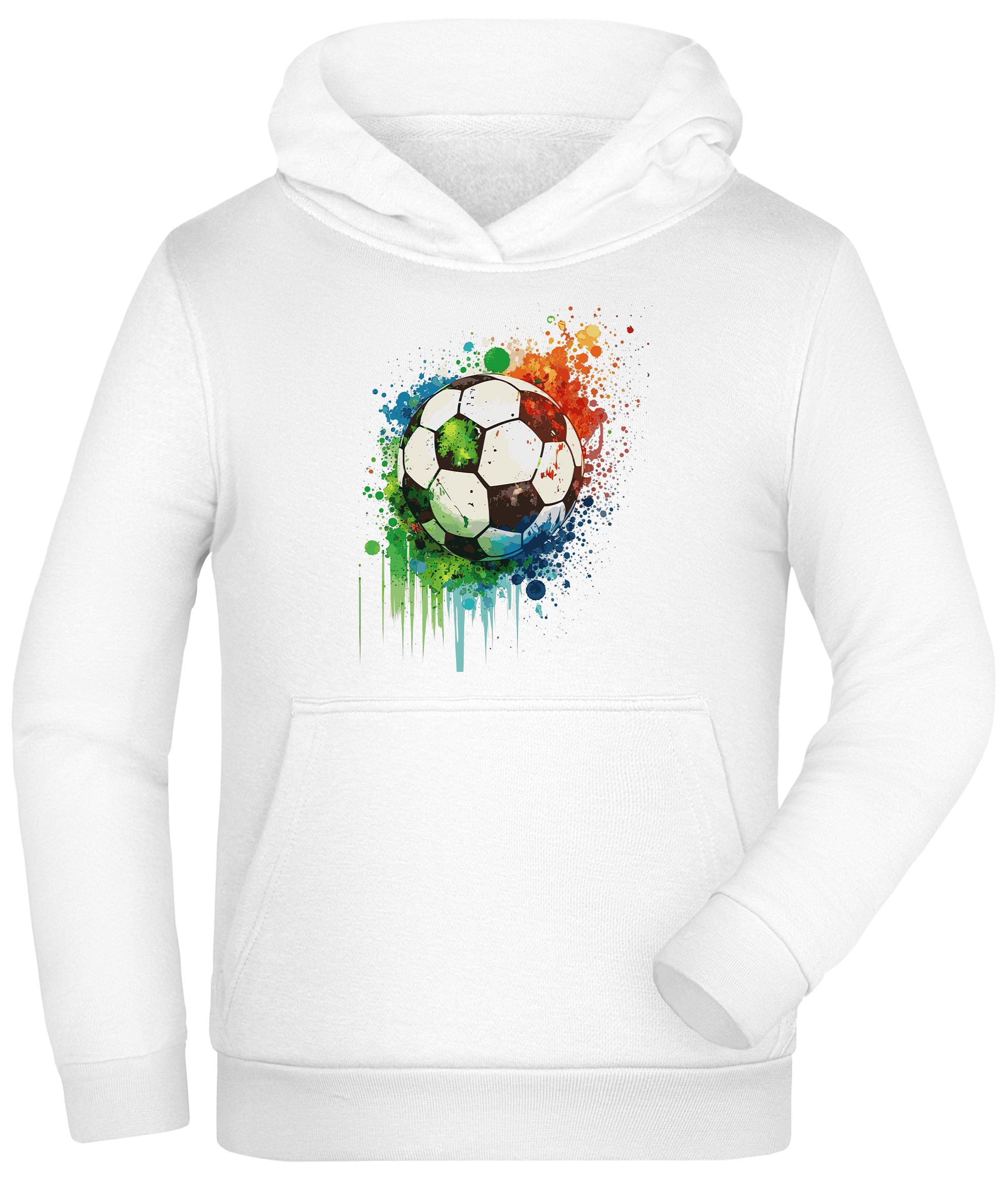 MyDesign24 Hoodie Kinder Kapuzen Sweatshirt - Fußball in Ölfarben Kapuzensweater mit Aufdruck i475