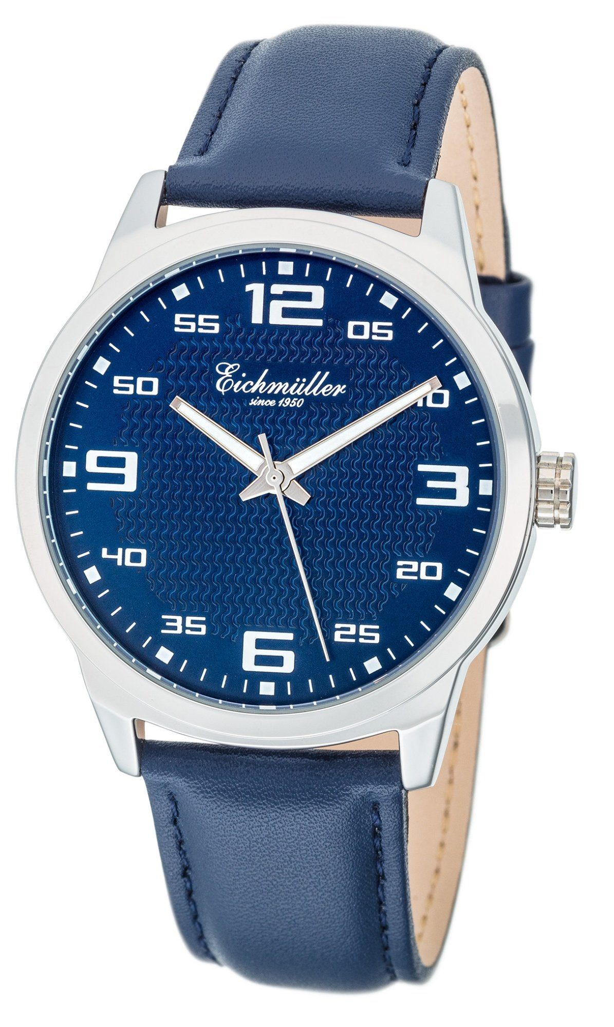 Eichmüller Quarzuhr Sportliche Herrenuhr RE1136 Silberfarben/Blau 40 mm