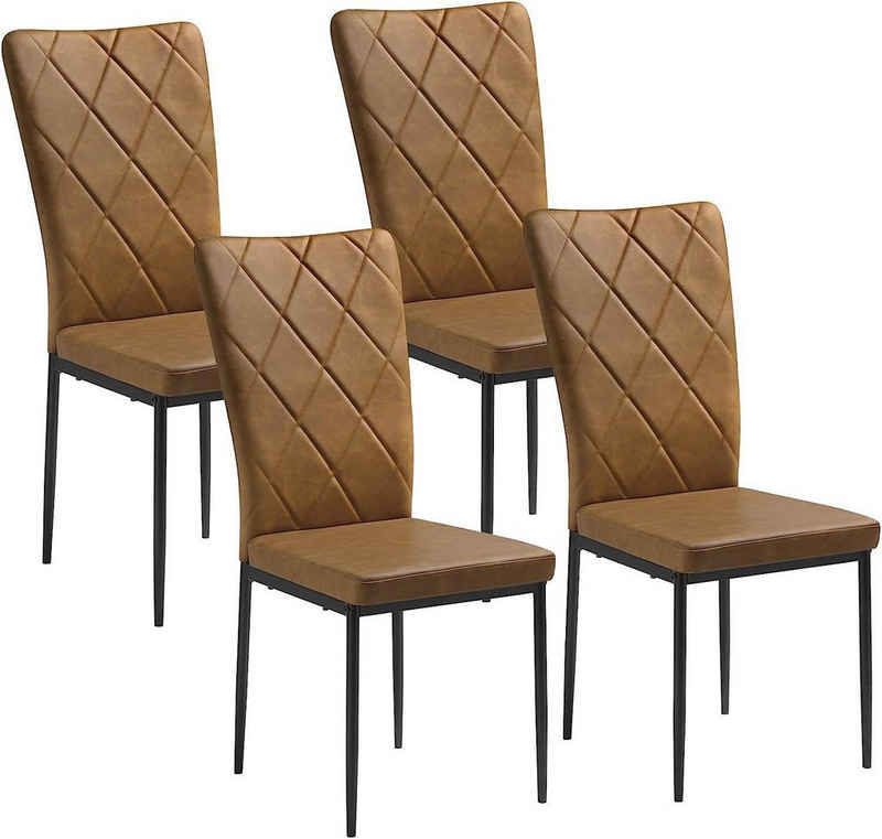 Woltu Esszimmerstuhl (Set, 4 St), Küchenstuhl Kunstleder, mit hoher Rückenlehne