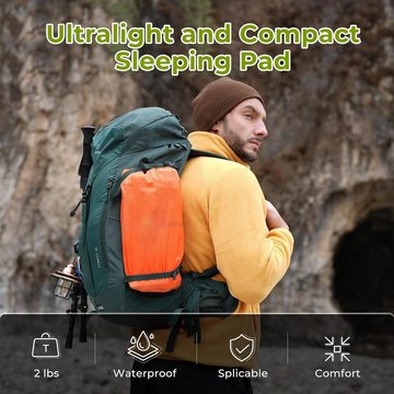 yhroo Luftbett Aufblasbare Wildcampingmatte, ultraleichtes aufblasbares Luftbett, (Selbstaufblasende Schlafmatte für Camping mit Fußdruckpumpe, Ultraleichte tragbare Camping-Luftmatratze, verschleißfest/wasserdicht), Einteiliges Kopfkissen, strapazierfähige Schlafunterlage, wasserdicht