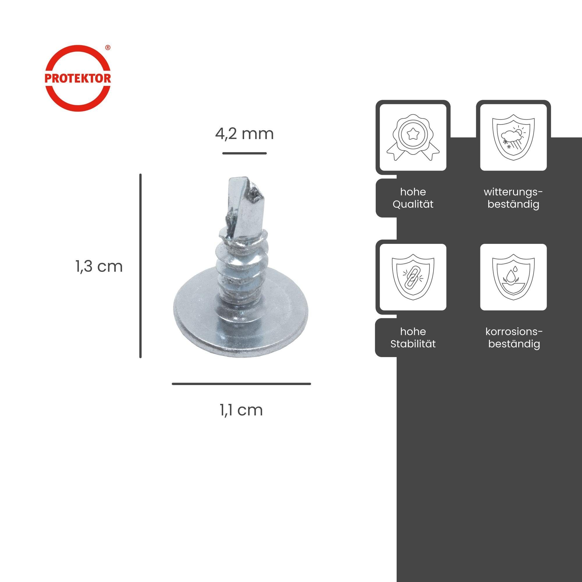 PROTEKTOR Schraube Blechschrauben Flachkopf, (4,2 × 13 mm, 1000 Stück, 1000 St), Kreuzschlitz, Montage Deckenprofile, Made in Germany