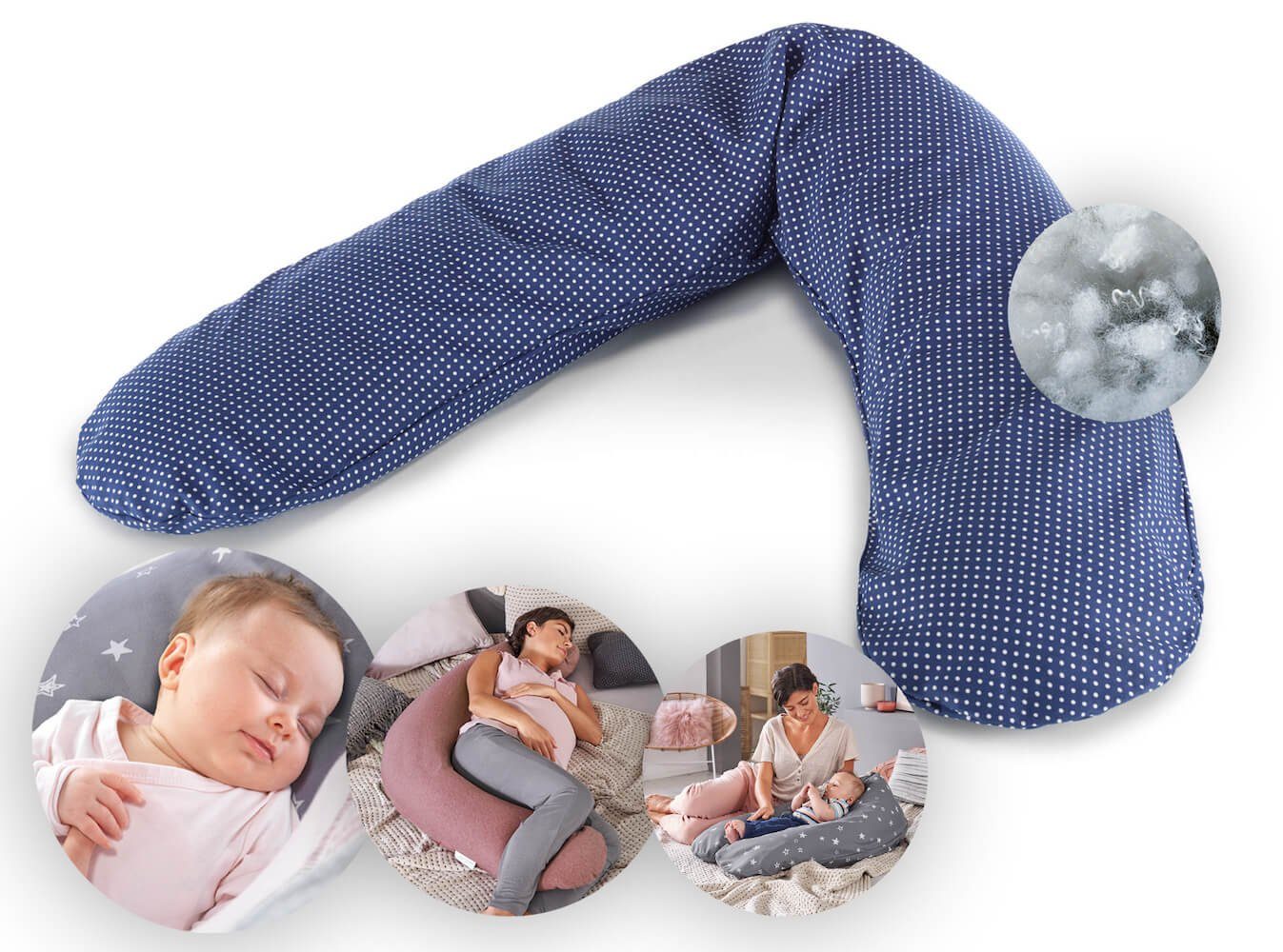 Theraline Stillkissen Das Original 190 cm mit Polyester Hohlfaser