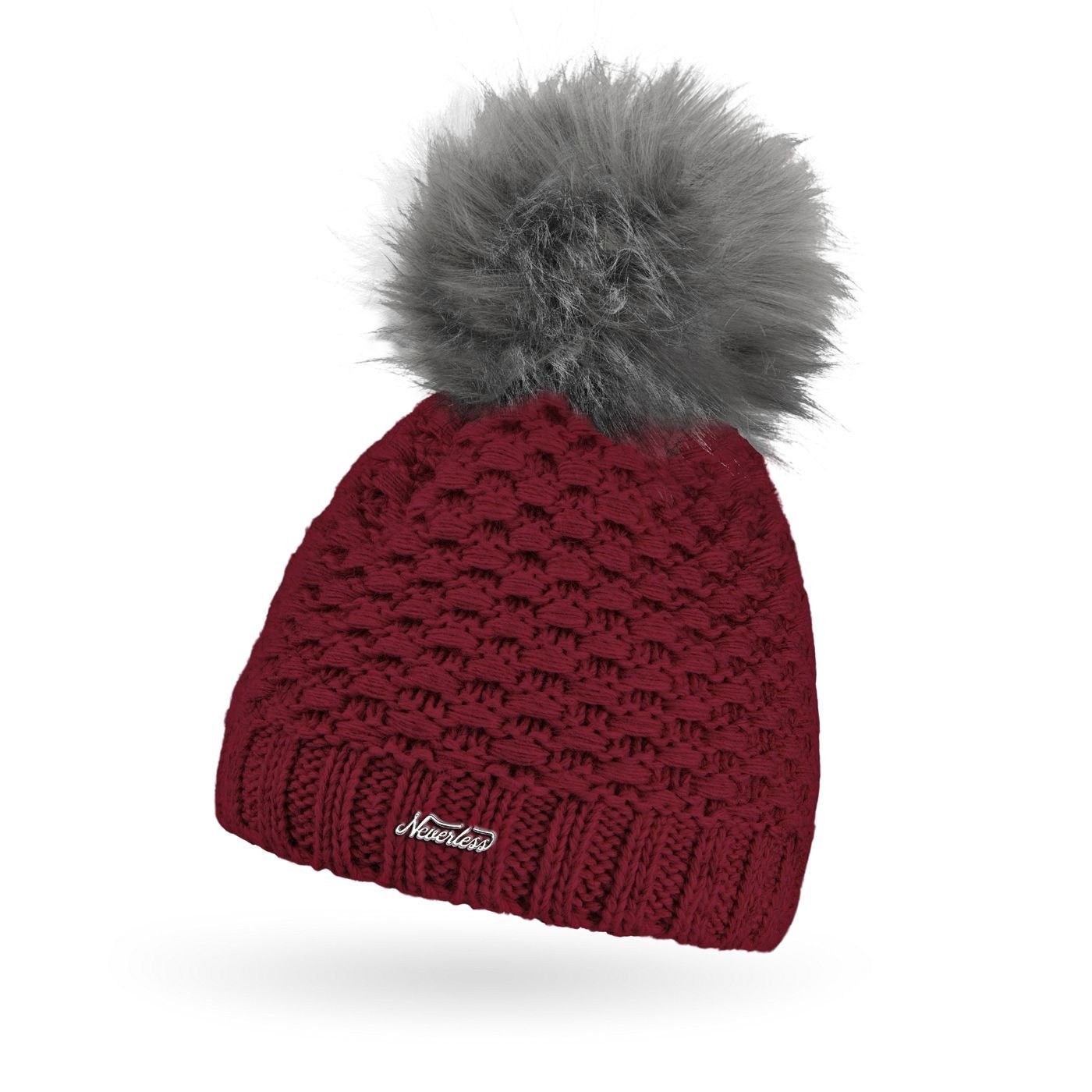 Neverless Bommelmütze Damen Winter-Mütze Strick Fleecefutter günstig online kaufen