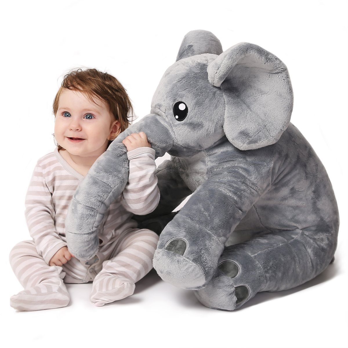 Corimori Kuscheltier XXL Großer Plüsch Elefant 55 cm für Kleinkinder (Packung), Kissen, Stofftier, 55cm, Kinder Baby Jungen Mädchen, Grau