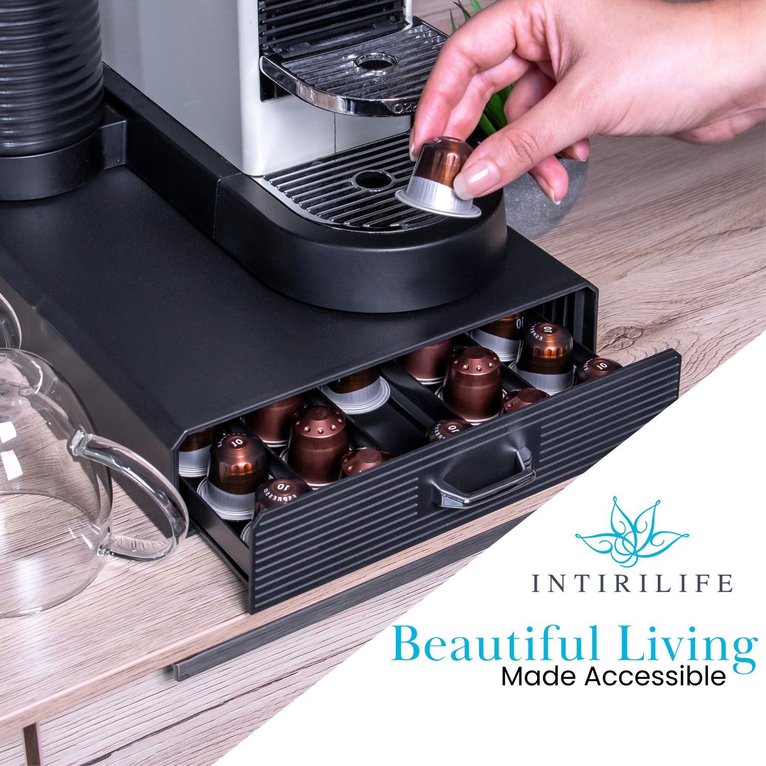 Intirilife Kapselhalter, Aufbewahrungsschublade für Nespresso Kapseln Kaffeekapselhalter