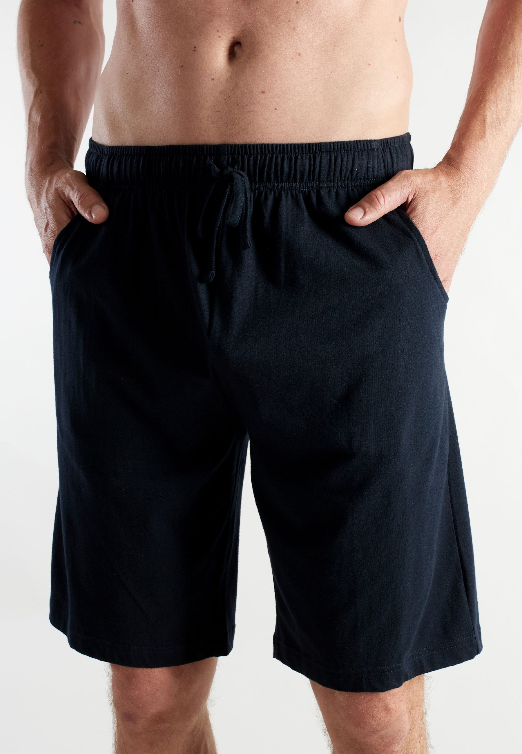 CECEBA Schlafhose CECEBA Herren Bermuda blau uni (1-tlg) – Bild 4 von 4