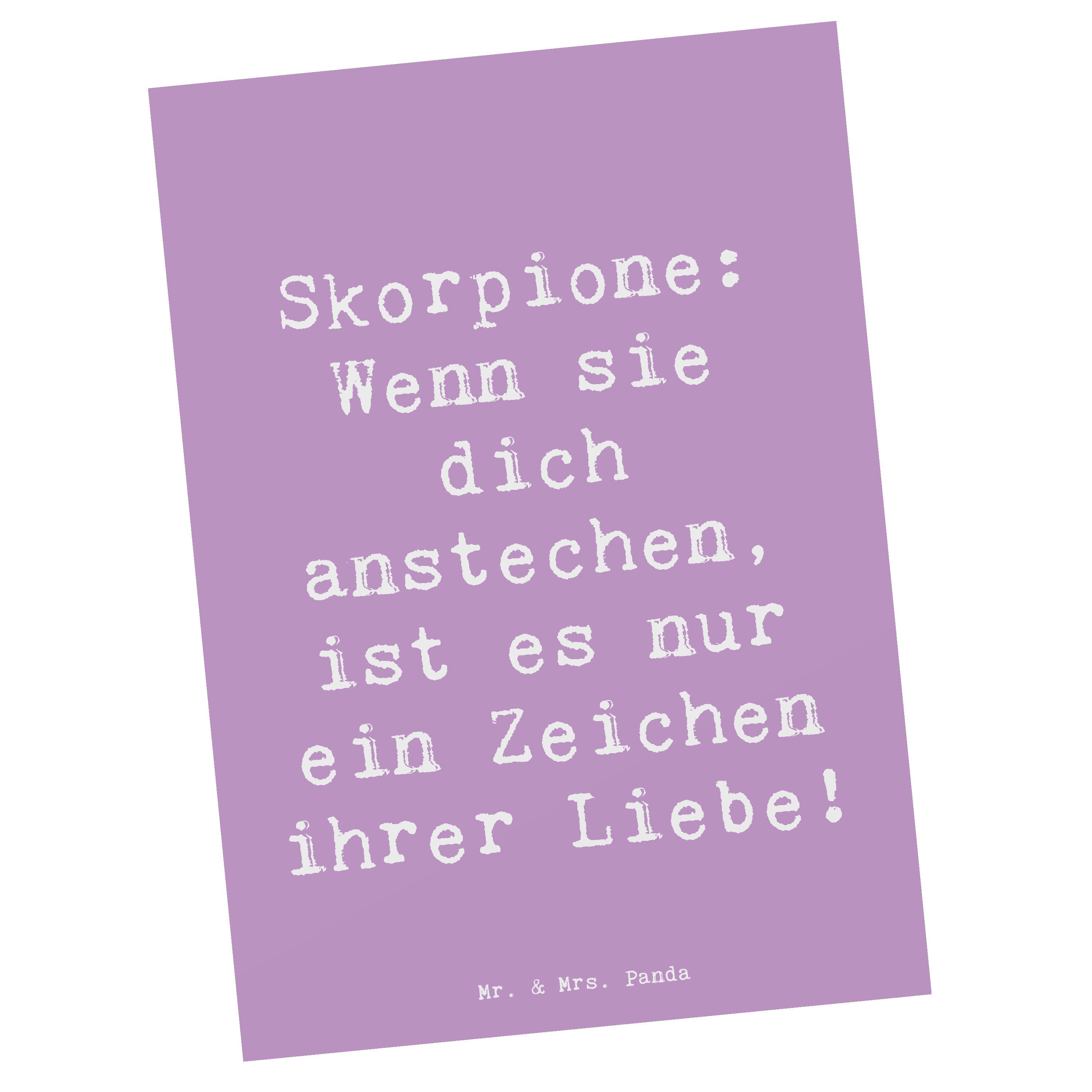 Mr. & Mrs. Panda Postkarte Spruch Skorpion Liebe, Postkarte, Lavendeltraum, Geschenke Sternzeich
