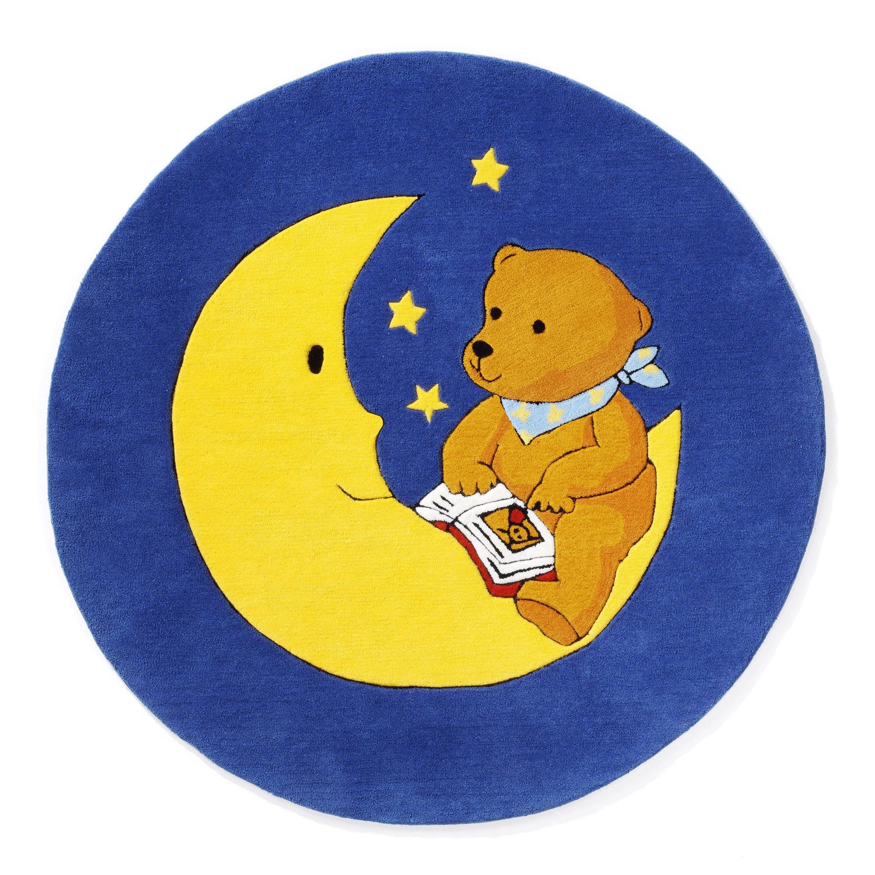 MONDBÄR Kinderteppich Der Mondbär Teppich blau 130cm rund, rund