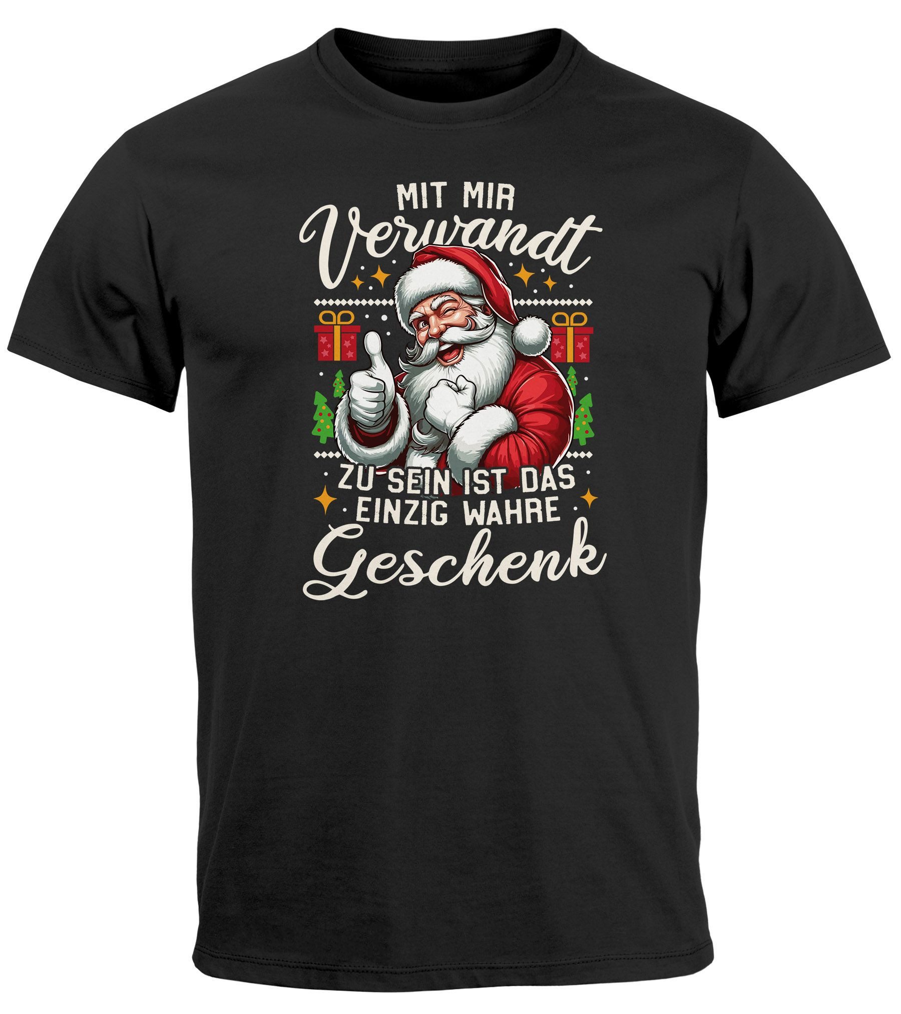 Print-Shirt Herren T-Shirt Weihnachtsmann Spruch Lustig Das einzig wahre Geschenk