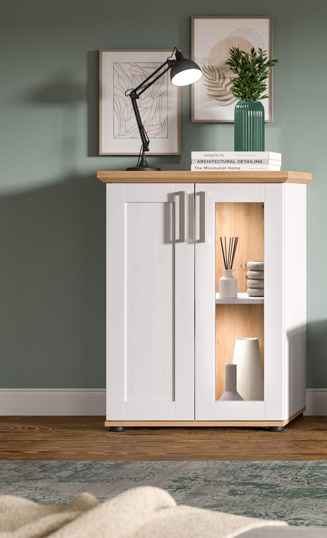 Home affaire Vitrine Cosenza, Höhe 80 cm, 2 Türen, 2Fächer (1-St) Vitrine, günstig online kaufen