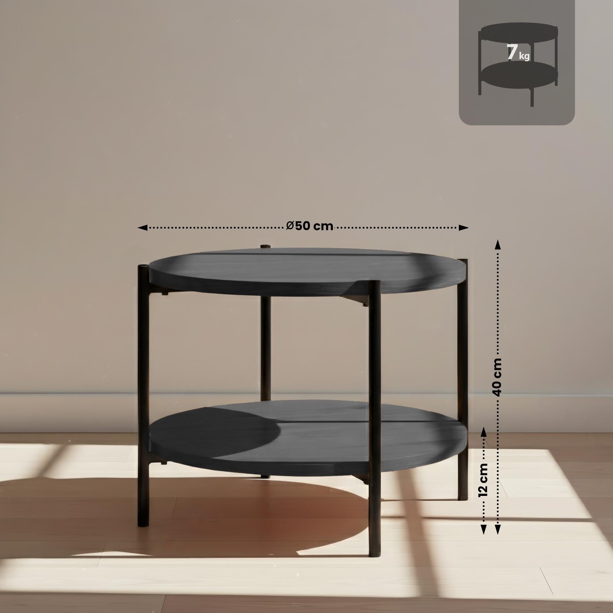 CLP Couchtisch Edduma (1er), Holztisch, pulverbeschichtetes Metall