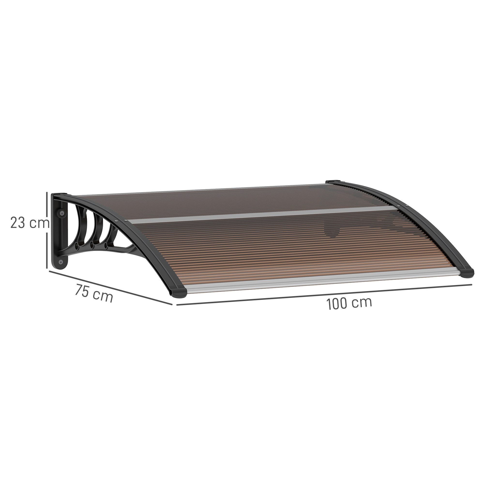 Outsunny Pultvordach Vordach Haustürvordach 120 x 75 cm (Überdachung, 1 St., Polycarbonat), Braun+Schwarz
