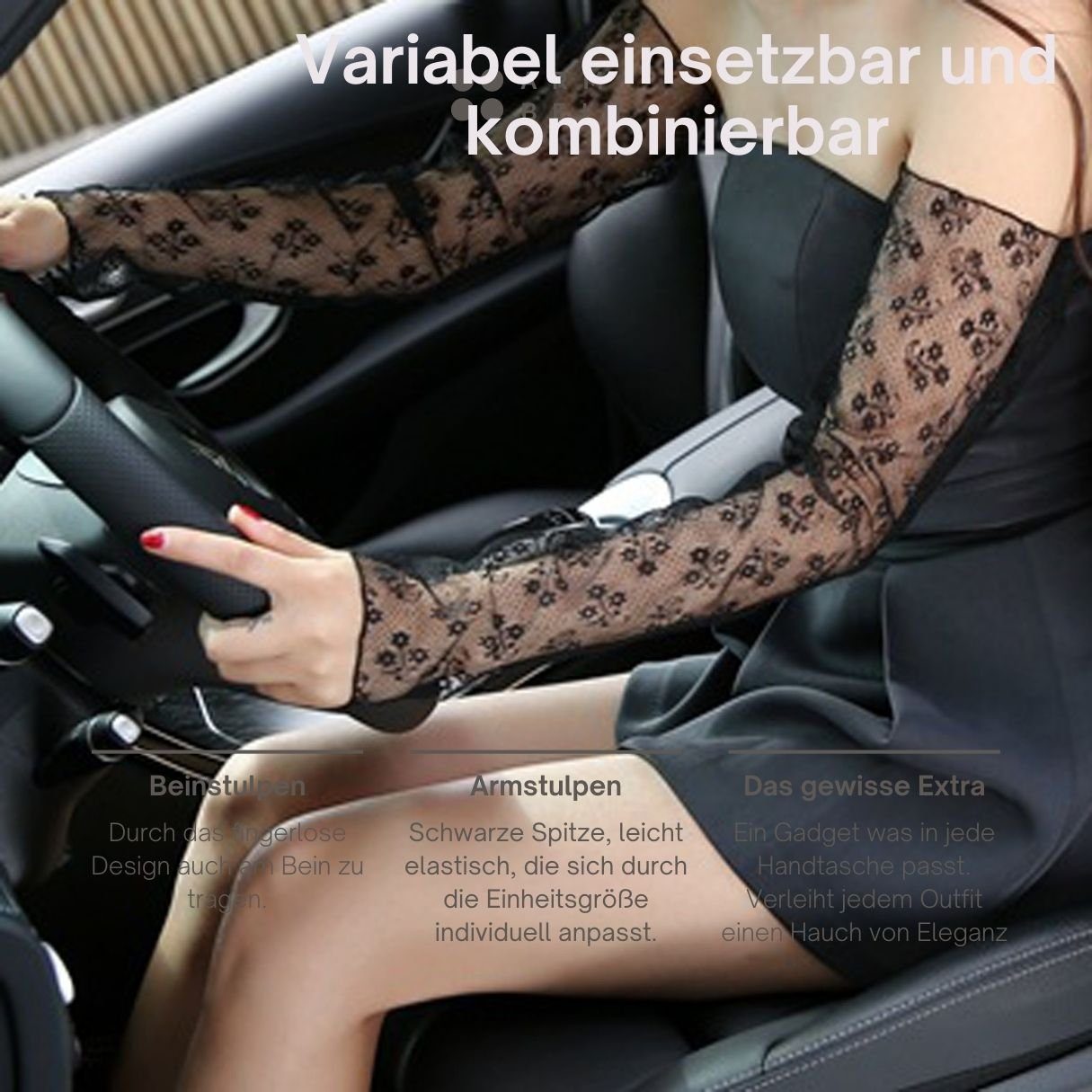 Berlinsel Armstulpen Beinstulpen für Damen Einheitsgröße Eyecatcher jedes Paar) (1 Spitze für schwarze Outfit