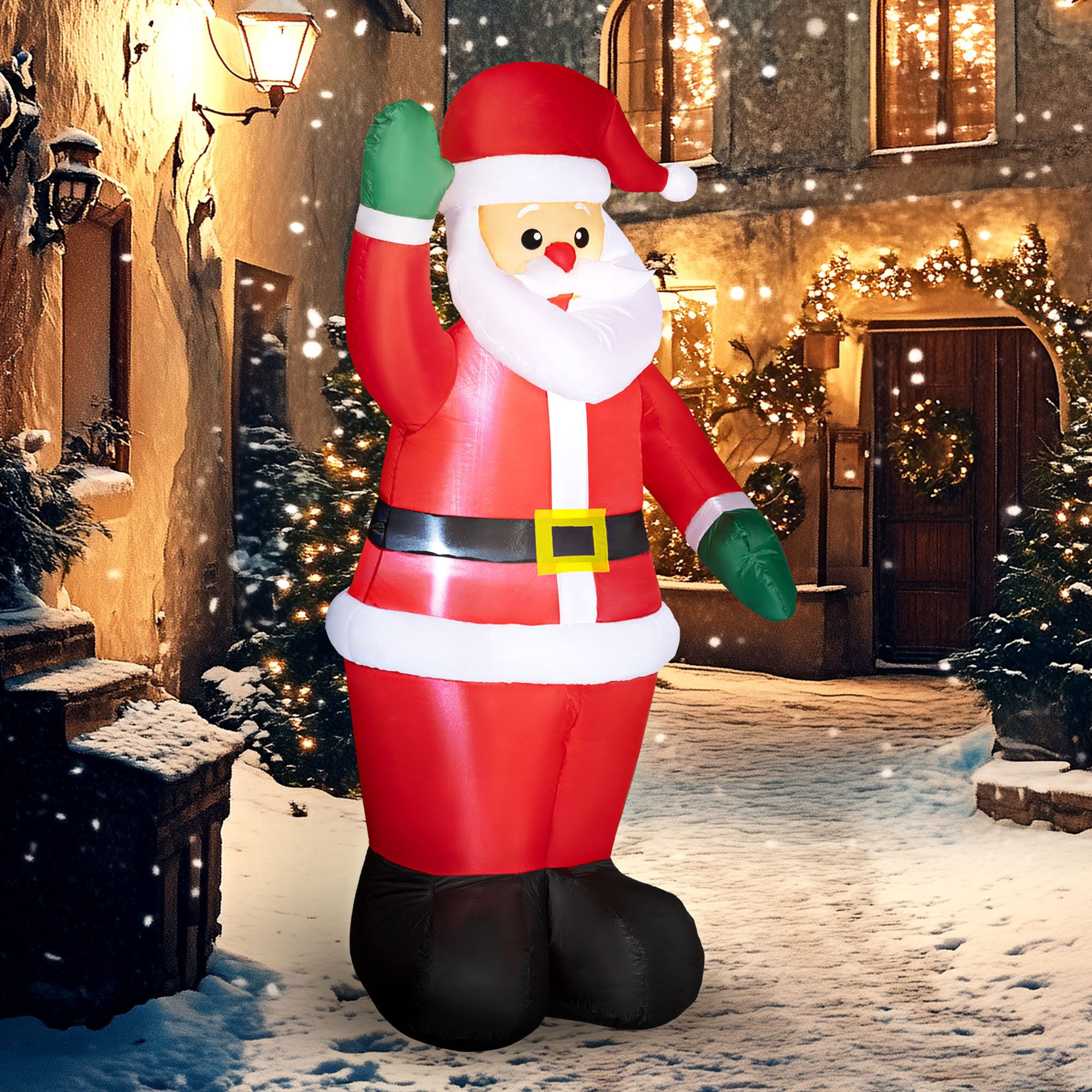 furnicato Weihnachtsmann Weihnachtsmann, 1,84 m groß, mit LED-Beleuchtung, selbstauf (1 St)