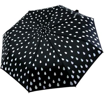 iX-brella Langregenschirm Mini Ultra Light - mit großem Dach - extra leicht, Taschenschirm, Farbwechsel bei Nässe bunte Tropfen