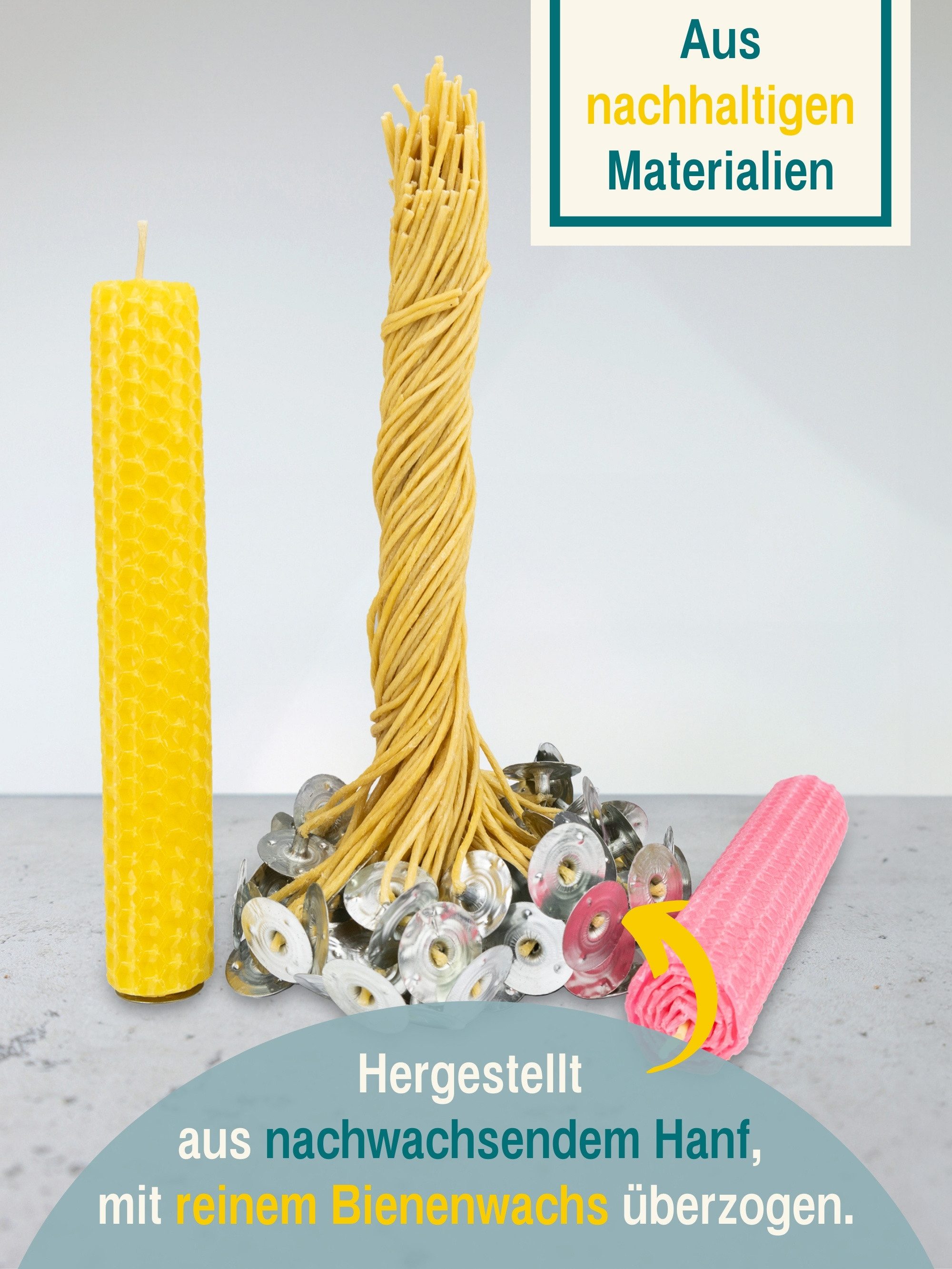 Wachsmann Bienenprodukte Bienenwachskerze Kerzendochte (Komplett Set), Ruhi günstig online kaufen