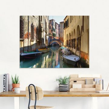 Artland Glasbild Boote auf Kanal in Venedig, Italien (1 St), in verschiedenen Größen