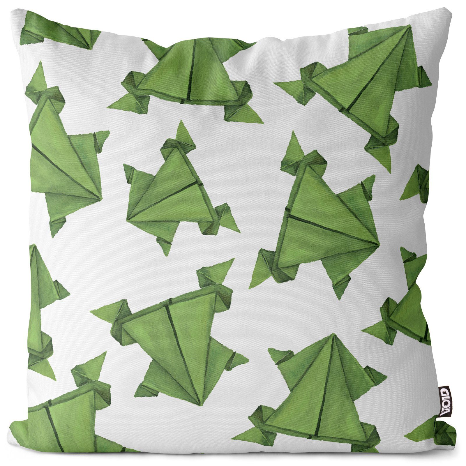 Handwerk Origami Kunsthandwerk Muster VOID (1 Japan Frösche Dekoration Kissenbezug, Sofa-Kissen Stück), grün Papier Falten japanisch Kunst Deko Basteln Asien Hobby