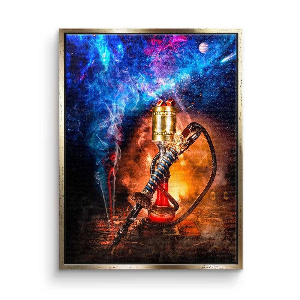 DOTCOMCANVAS® Leinwandbild, Premium Leinwandbild - Pop Art - Shisha Galaxy - Mindset goldener Rahmen