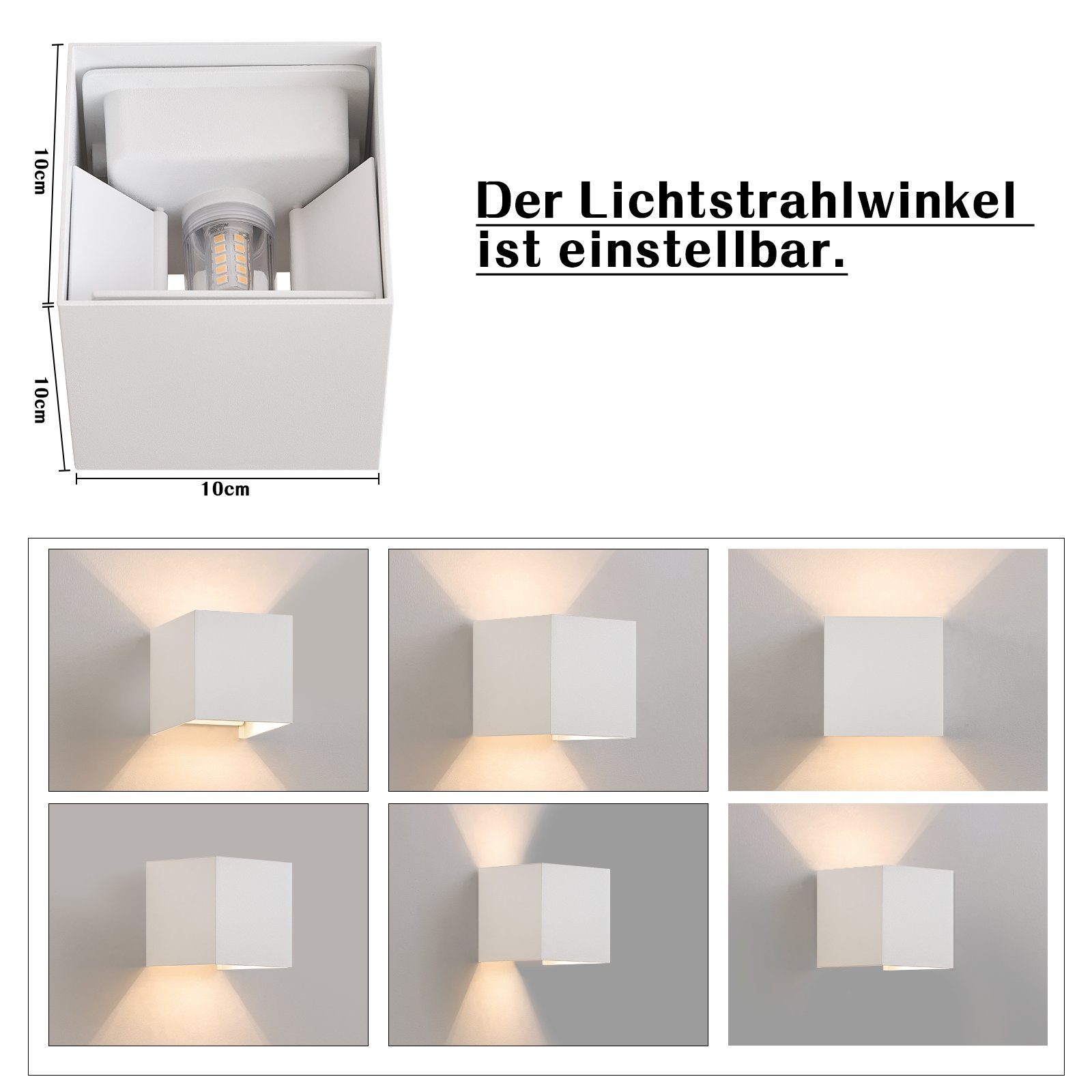 ZMH LED Wandleuchte Innen 2ER Außenwandleuchte Up Down Wand Leuchten Modern günstig online kaufen