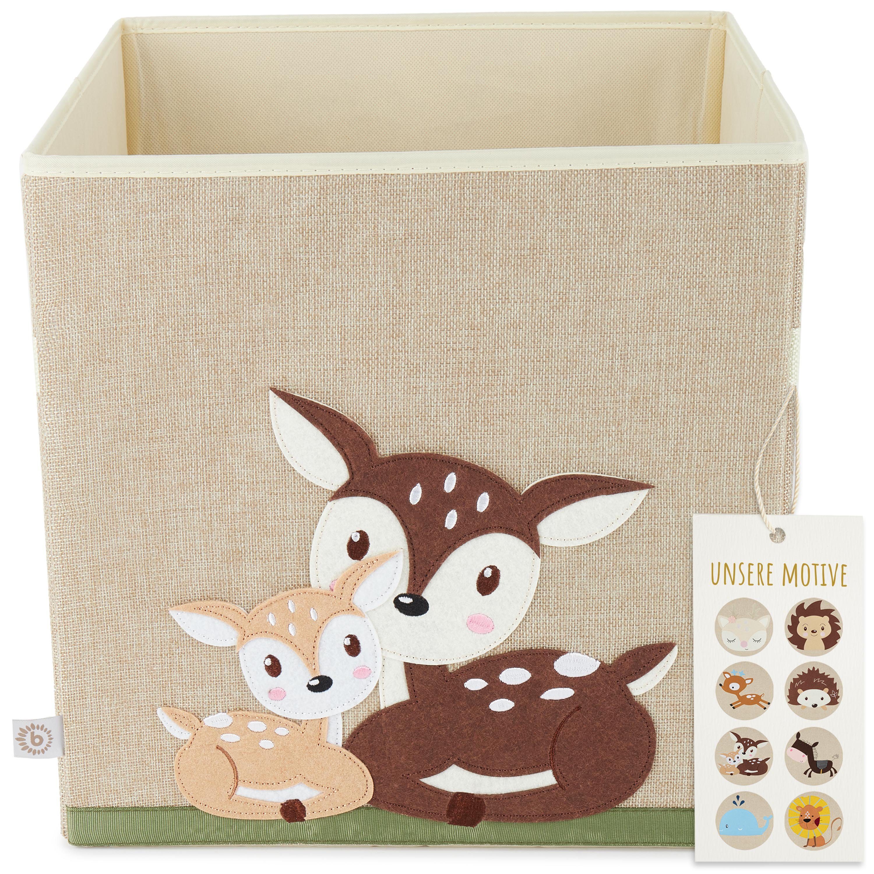 BIECO Spielzeugtruhe Bieco Aufbewahrungsbox Kinder Rehe Motiv ca. 36L faltbar Süße Spielzeug Kiste für Kallax Regal Aufbewahrungsbox 33x33x33 Kallax Boxen für Spielzeug Aufbewahrung Storage Box Kallax Korb