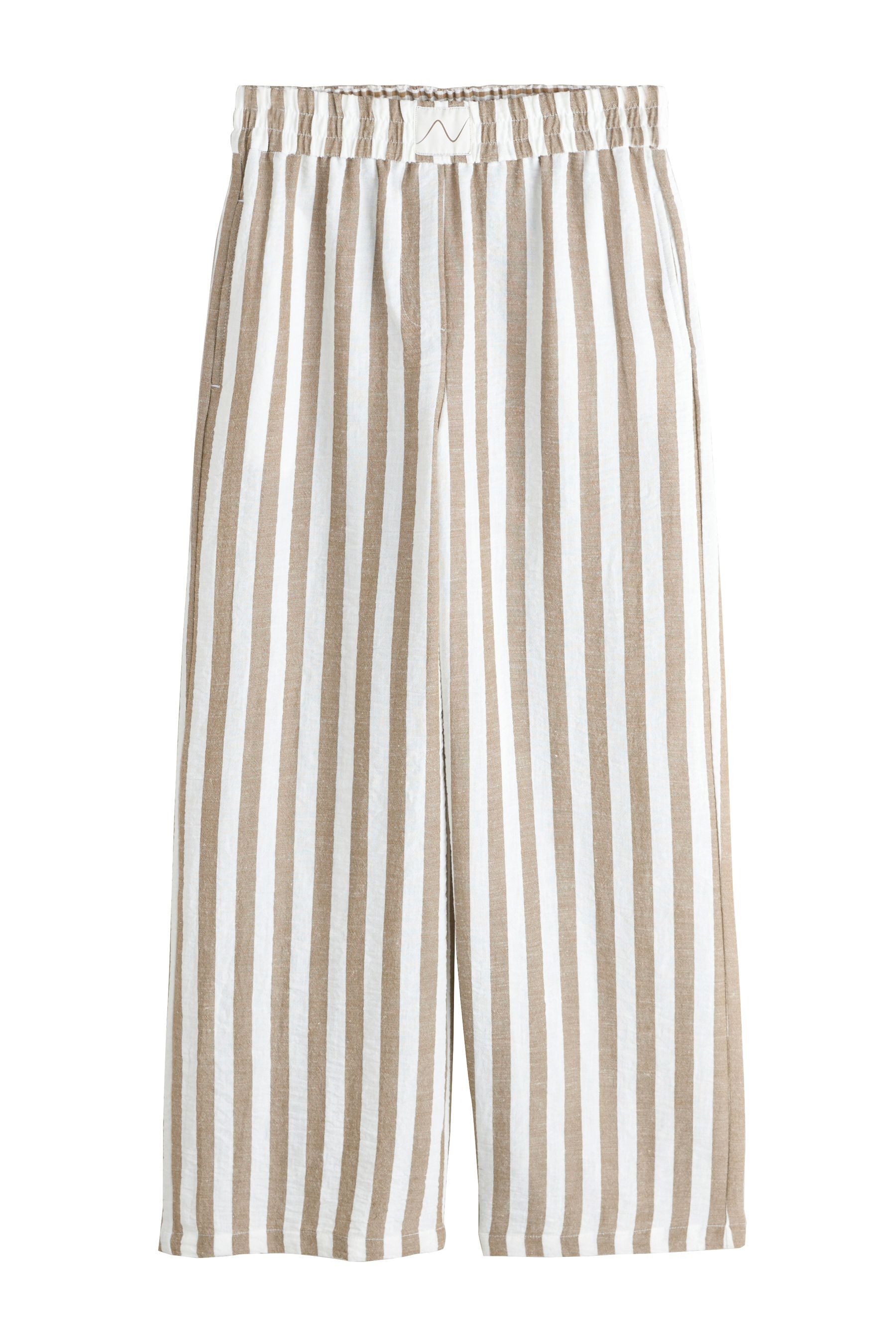 Palazzohose Schlupfhose mit weitem Bein und Leinenanteil
