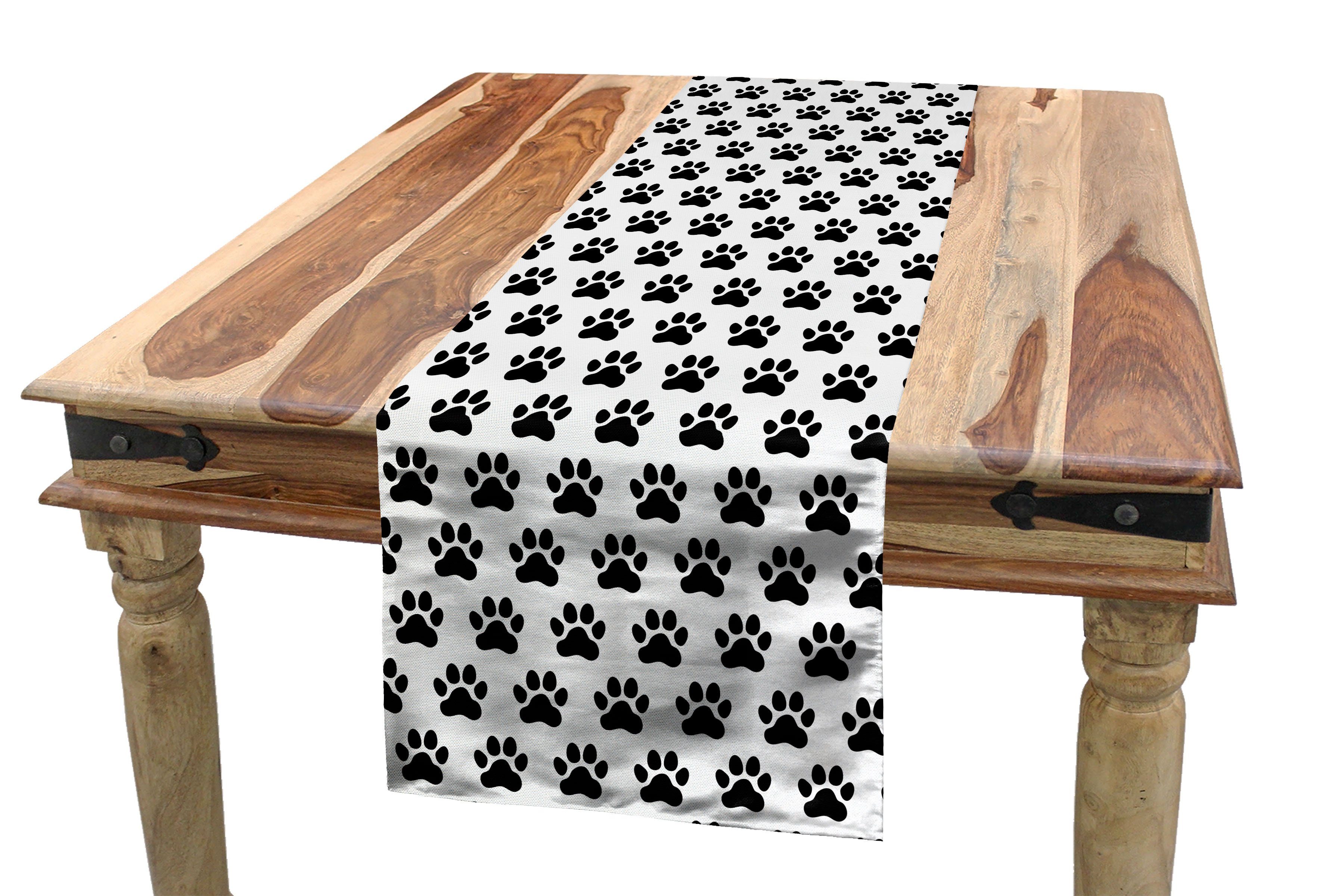 Abakuhaus Tischläufer Esszimmer Küche Rechteckiger Dekorativer Tischläufer, Pfotenabdruck Symmetrische Tier Marks