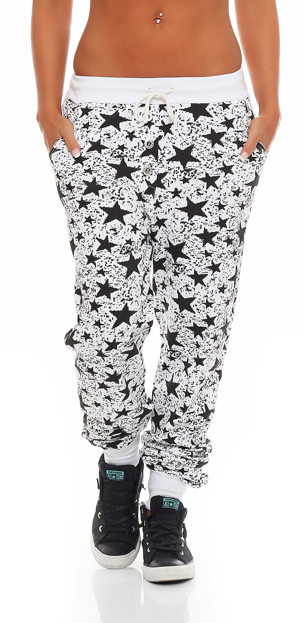 malito more than fashion Sweathose malito Damen Sweathose mit Star Print, Baggy zum Tanzen, Jogginghose Einheitsgröße
