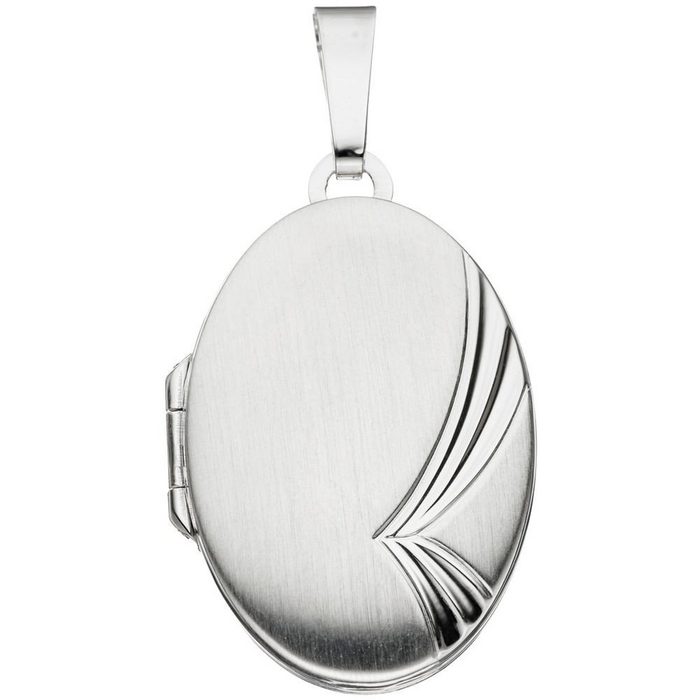 Schmuck Krone Kettenanhänger Medaillon Anhänger oval Streifen am Rand echtes 925 Silber Damen Silber 925