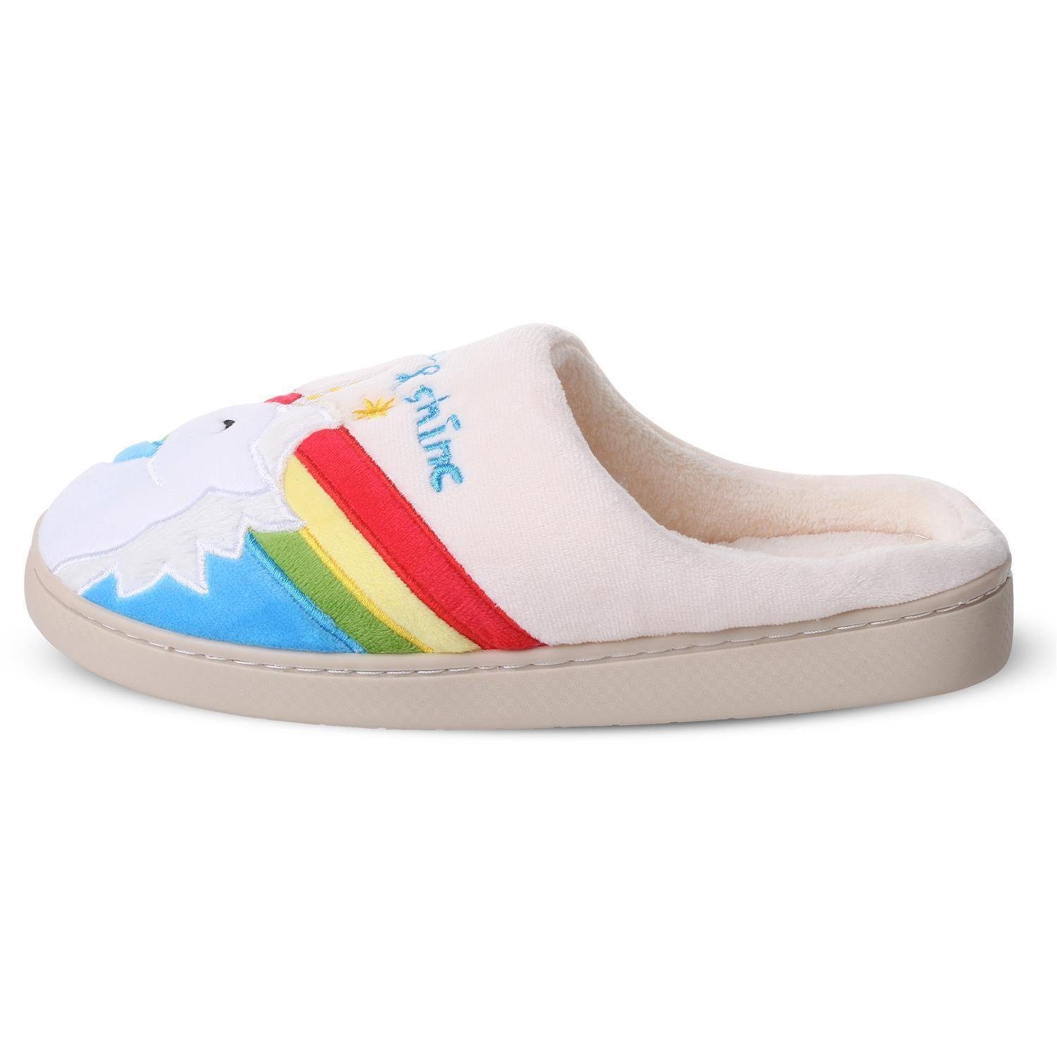 Katara Tier Pantoffeln Gr. 34-41 (Einhorn, Katze, Hase) Plüsch Hausschuhe Hausschuhe, weich, warm, süß, kuschelig, Plüsch Einhorn (Regenbogen)