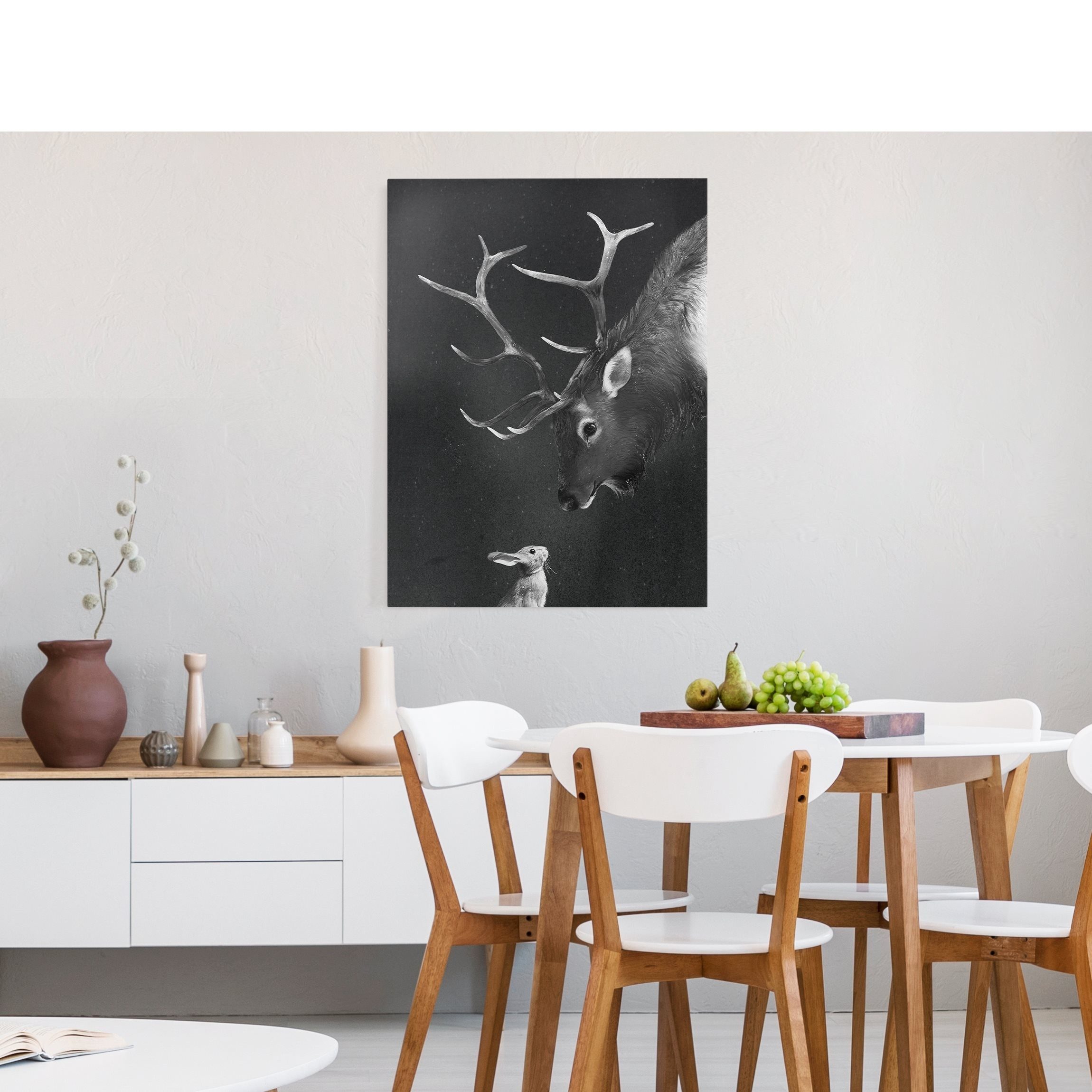 Bilderdepot24 Leinwandbild Tiere Illustration Hirsch Hase günstig online kaufen