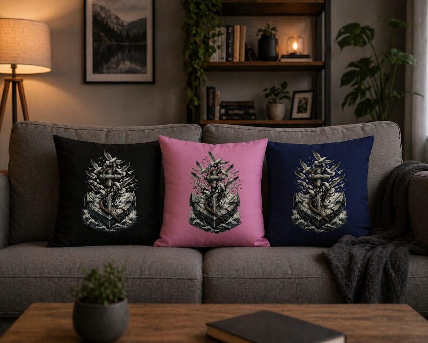Blondie & Brownie Dekokissen Anker Maritim Navy Hafen Möwe Dekokissen nautisches Design modern stil, AnkerMoewe Nautik Kissen Edition