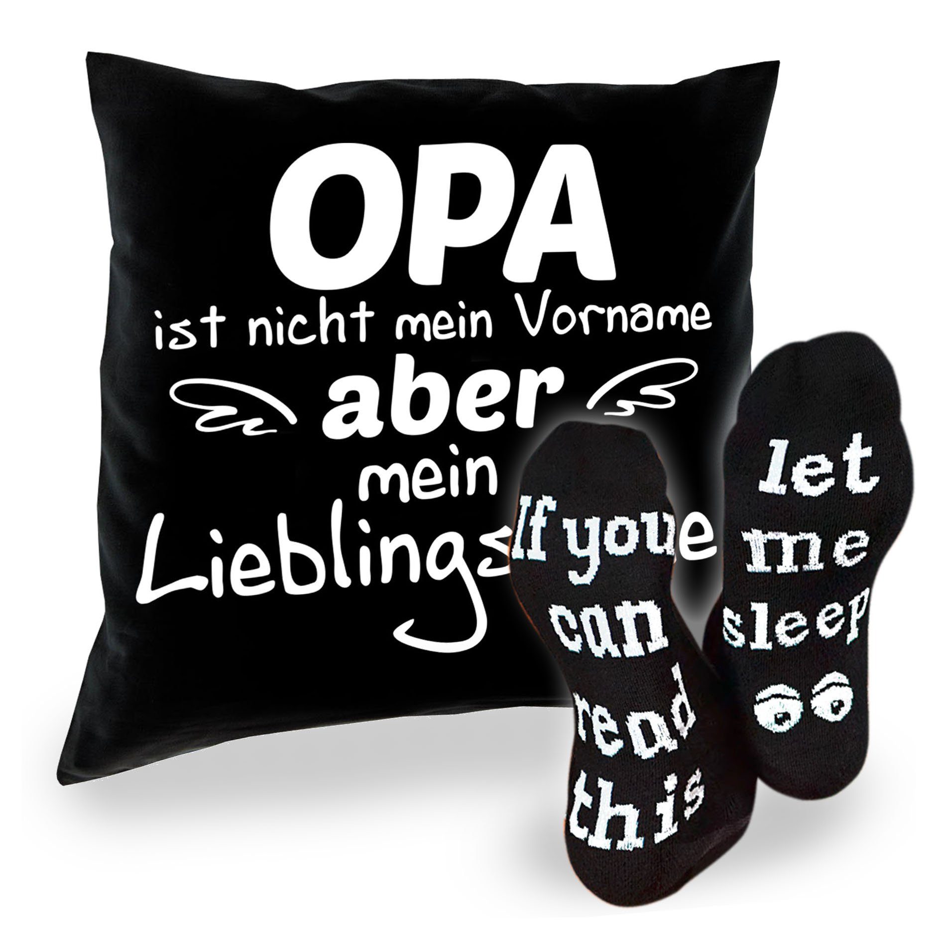 Opa Kissen Sprüche Socken Geschenkidee Großvater schwarz & Soreso® für Dekokissen Lieblingsname Sleep, Geschenke