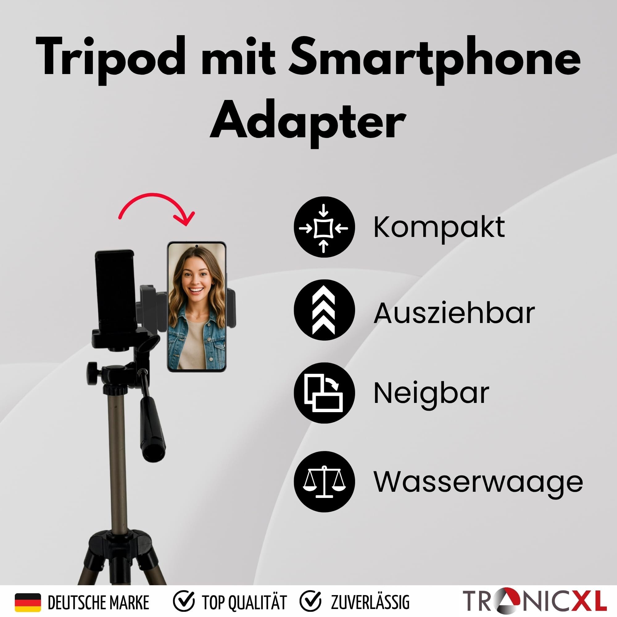 TronicXL Handy-Halterung Smartphone Stativ 114cm mit Fernbedienung Handy Halterung Ständer, (Tripod Foto Video, 1-tlg., Influencer Streaming, für Apple iPhone S – Bild 2 von 5
