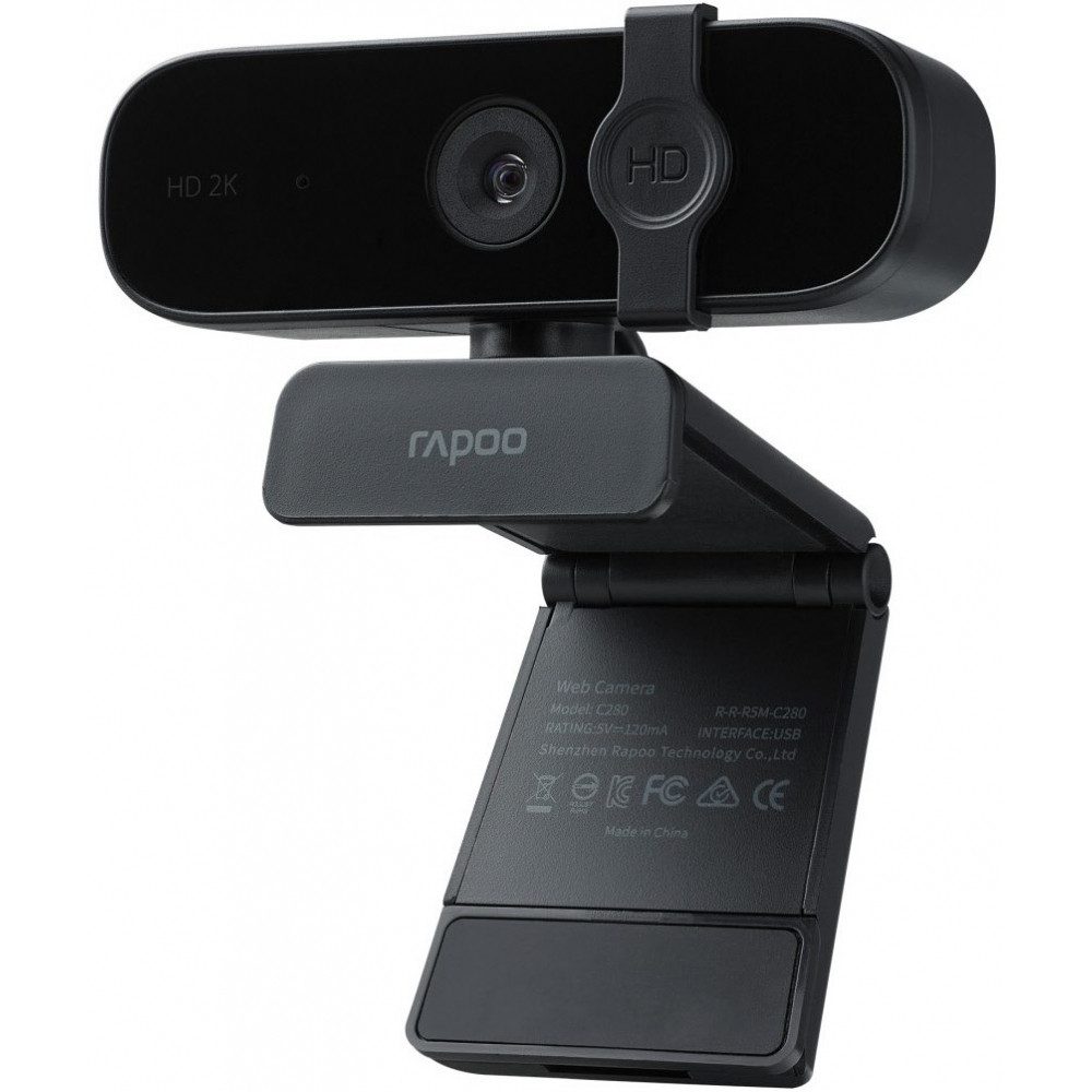 Rapoo Rapoo XW2K Webcam schwarz - Hochwertige Webcam. Webcam (Webcam für hochauflösende 2K-Videoqualität, 360 ° drehbar für flexible Nutzung)