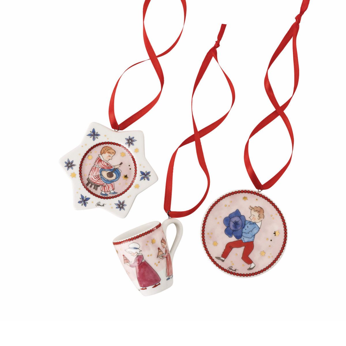 Hutschenreuther Christbaumschmuck Mini-Anhänger Weihnachtsdekoration, 3-tlg.