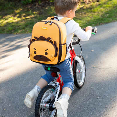 Pandana Kinderrucksack Lukas Löwe mit Brustgurt und Seitentaschen, ab 2 Jahren, strapazierfähiges und pflegeleichtes Neopren-Material, waschbar