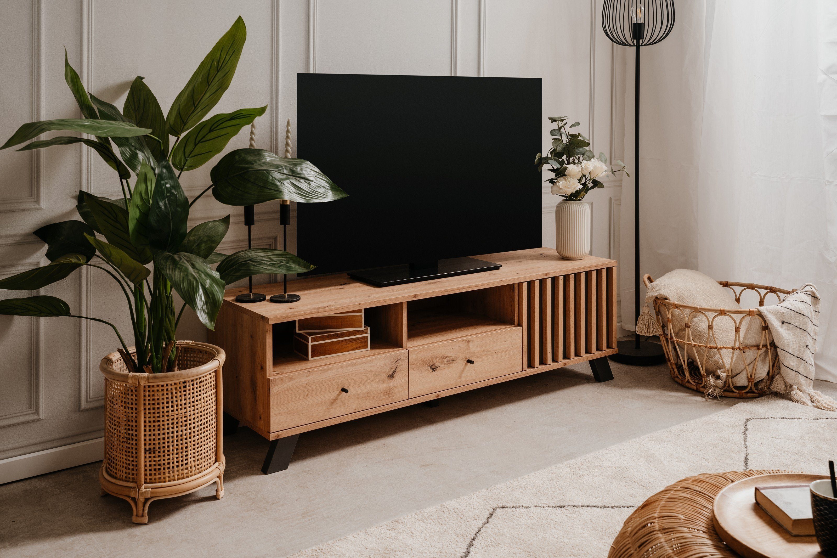 Finori TV-Board in Artisan Oak / Anthrazit (BxHxT: 138x44x40 cm)