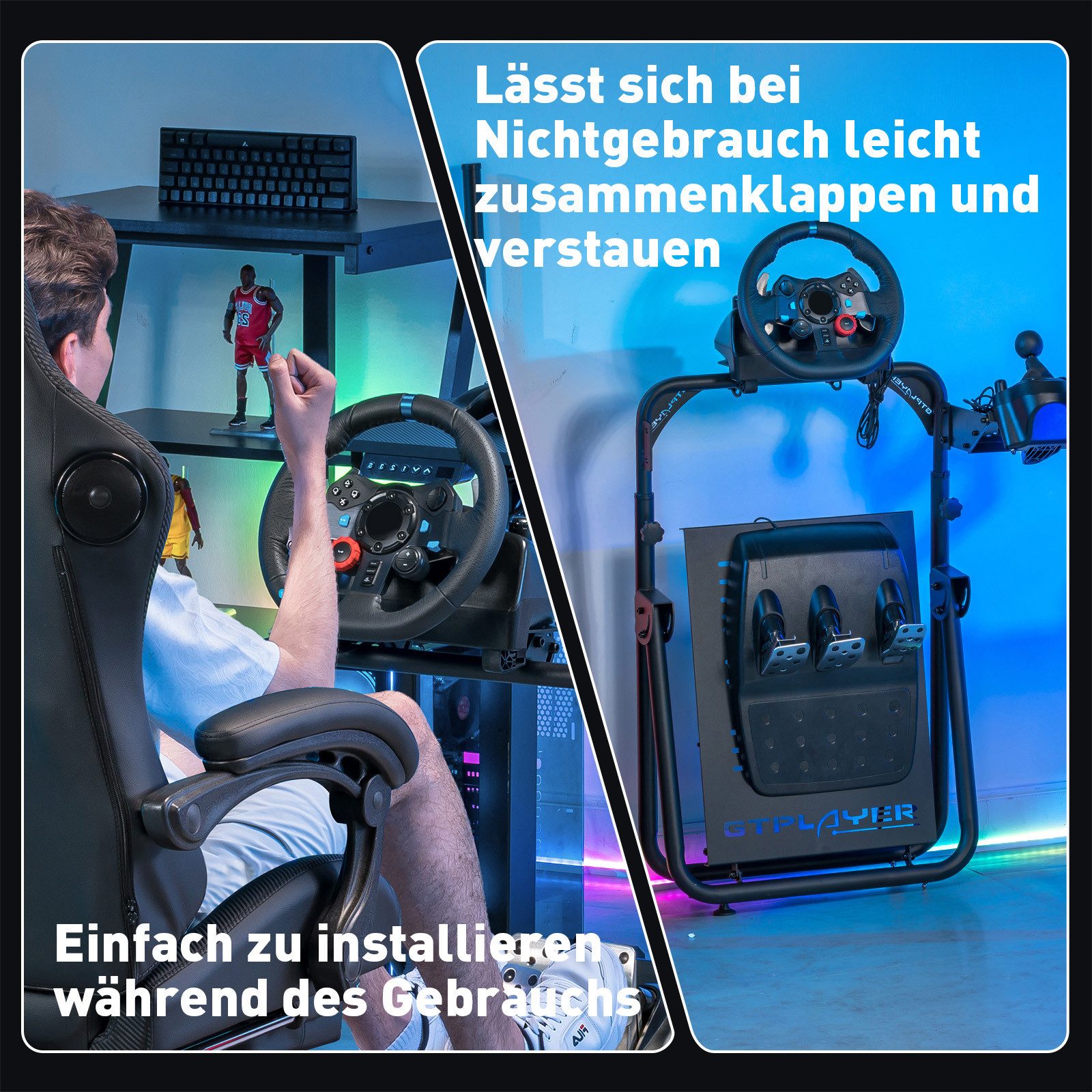 GTPLAYER Sim Racing Lenkradständer Gaming Wheel Stand mit Schalthebelhalterung Controller (Lenkradständer, Höhe und Winkel verstellbar Umfassende Kompatibilität – Bild 5 von 5
