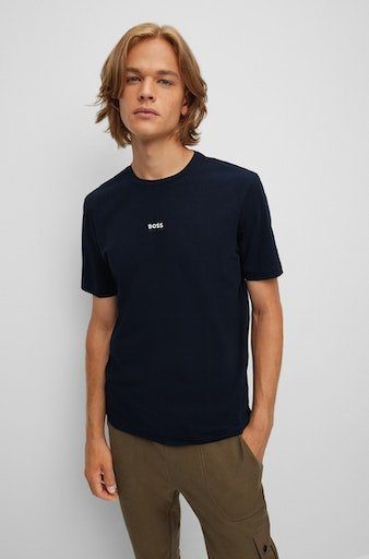 bedeutend BOSS ORANGE T-Shirt Dark TChup 404 Blue Rundhalsausschnitt mit